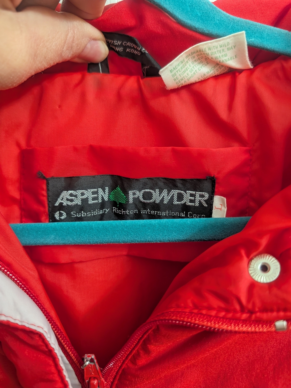 Vintage Aspen Powder Red Puffer Ski Jacket Large 80s 90s Retro Winter Coat